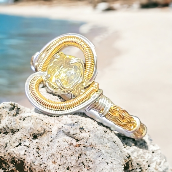 Citrine Sterling Silver Ring Size 7.5 - Picture 5 of 9